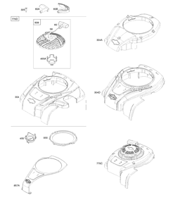 Blower Housing, Rewind Starter Diagram and Parts List for 8P502-0115-H1  Briggs and Stratton Engine